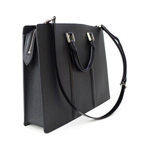Louis Vuitton Business Shoulder Black Strap Porte Document Taiga Leather Rosan